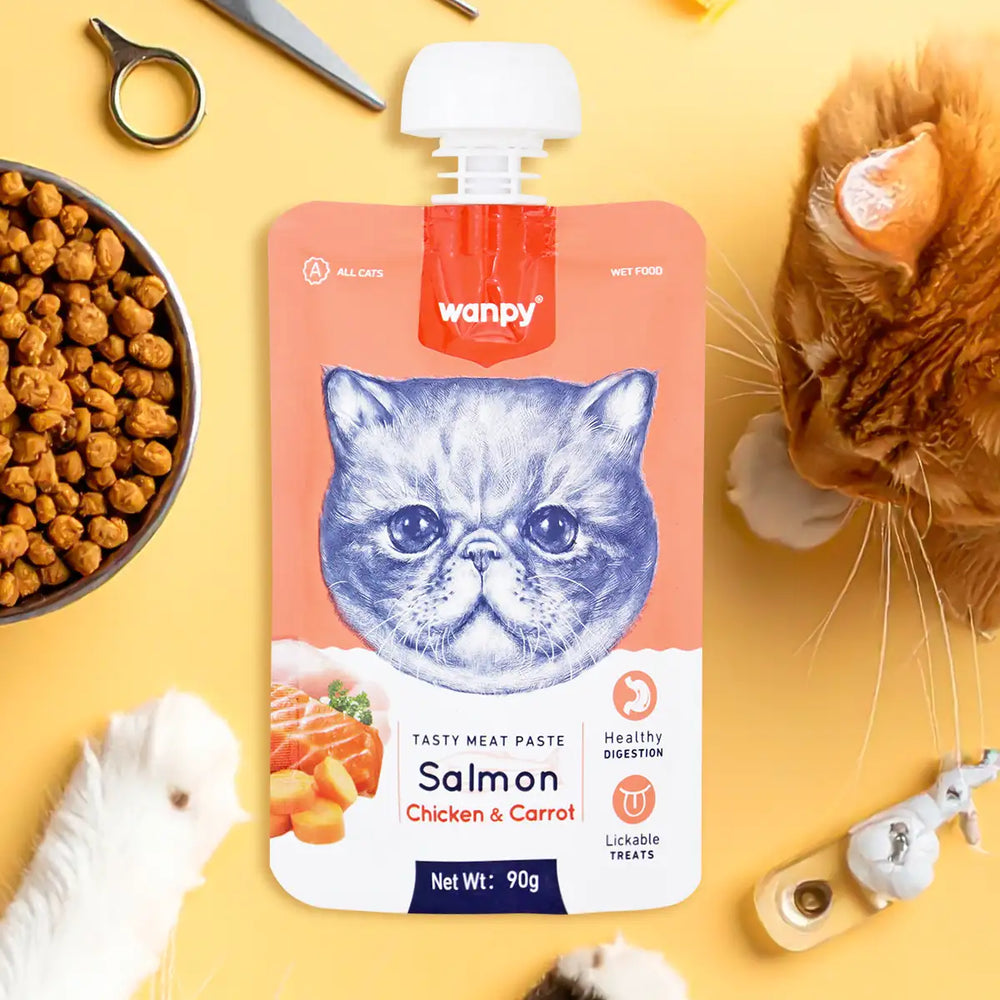 Sobre de Alimento Húmedo para Gato, Salmón, Wanpy, 90 g
