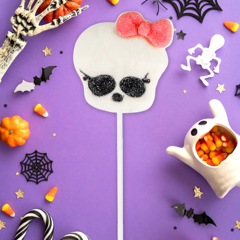 Calavera con Moño, Paleta de Malvavisco, 35 gr