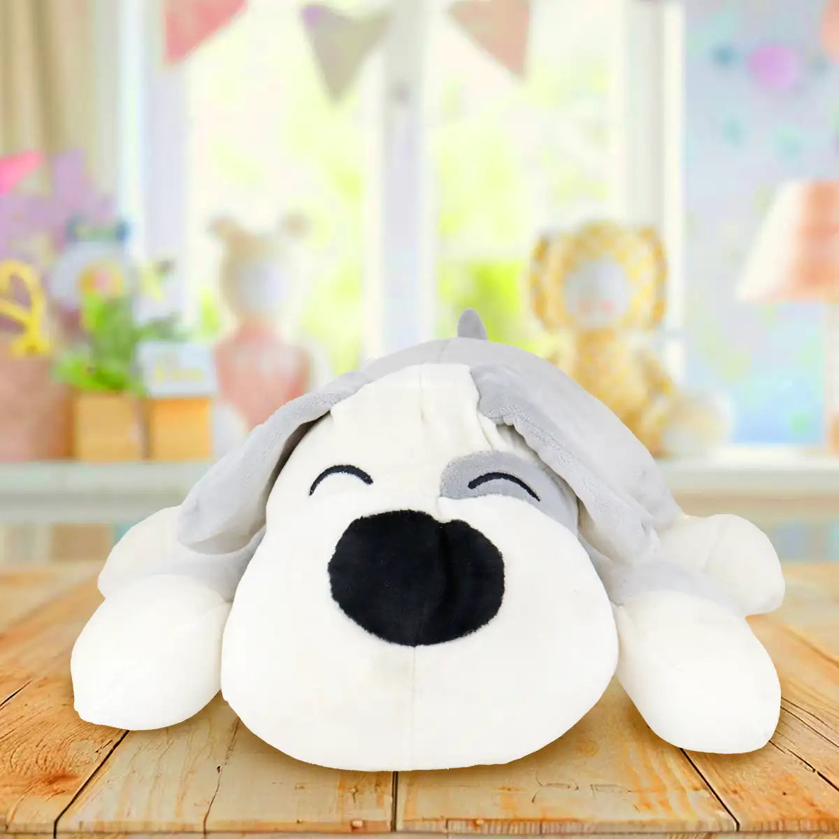 Perrito Dormido, Peluche, Color Gris