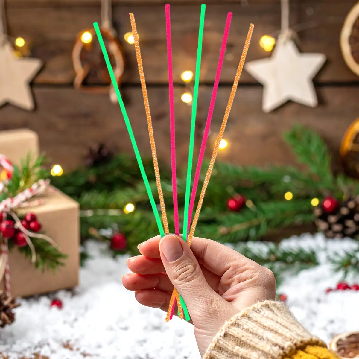 Set de 30 Limpiapipas Navideñas Brillantes