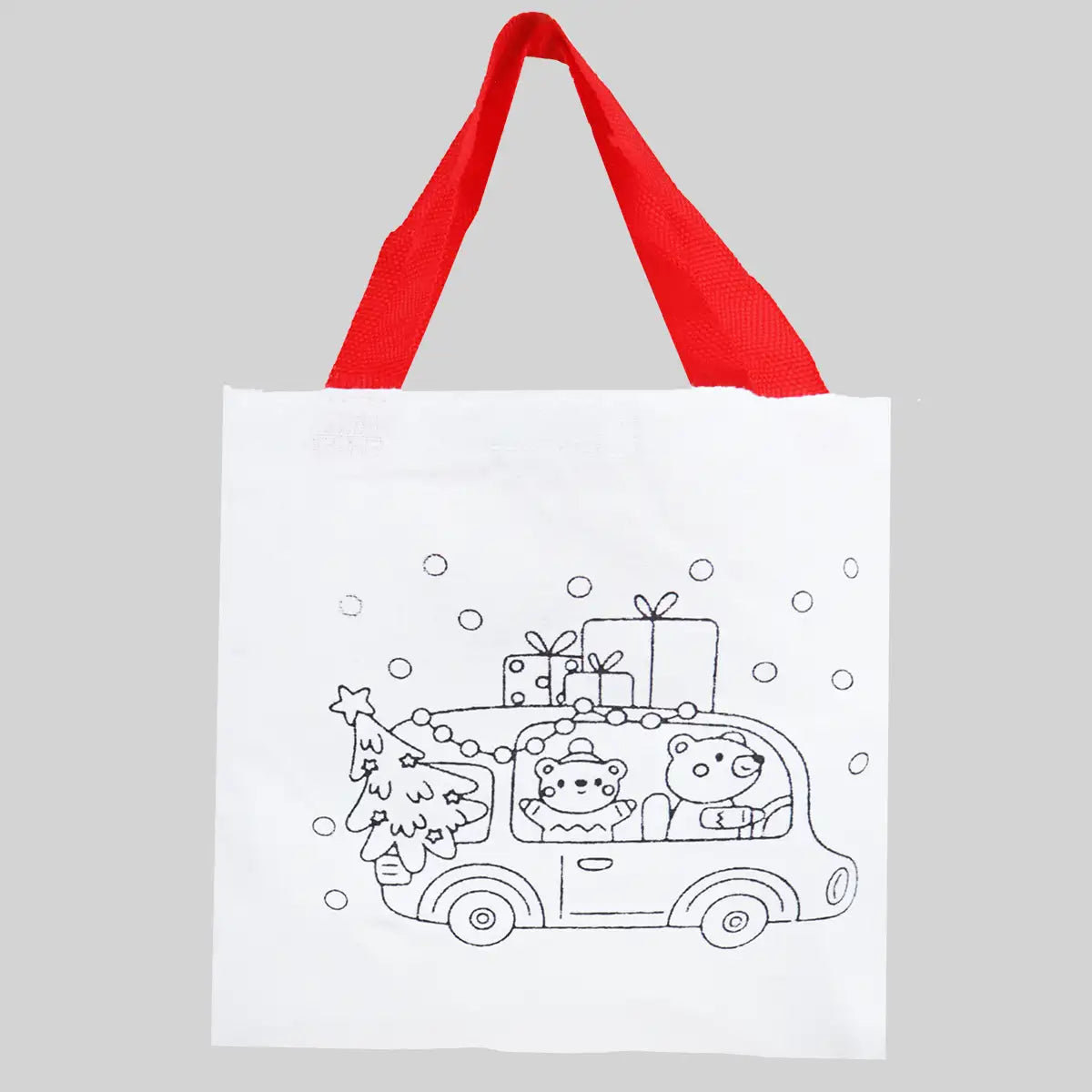 Bolsa de Tela Navideña con Plumones para Pintar, Ositos