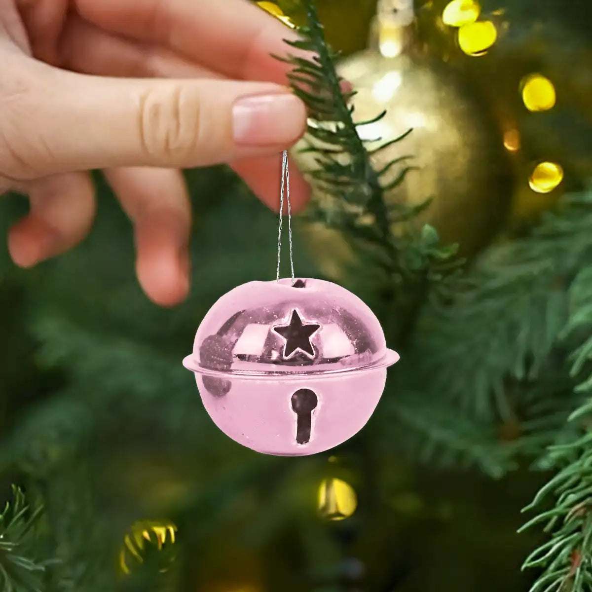 Cascabeles Navideños, 6 pzas, Color Rose Gold