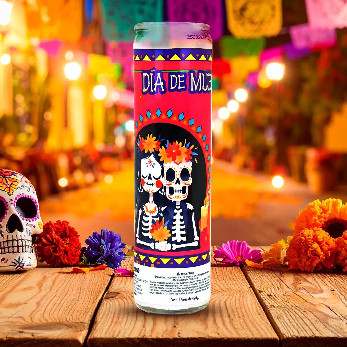 Veladora, Día de Muertos, 20 cm