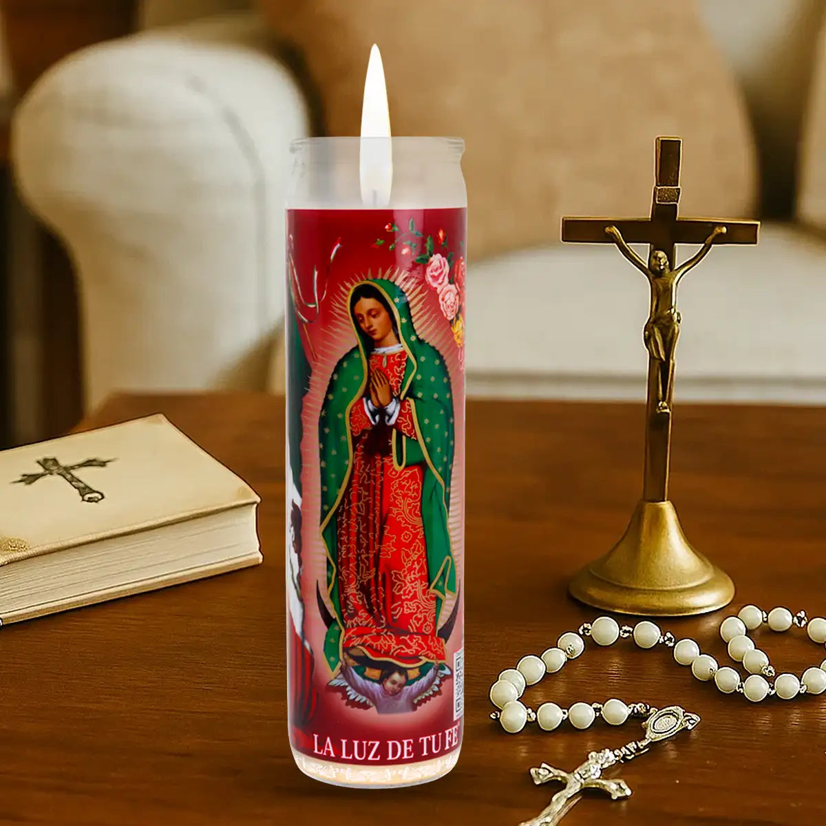 Veladora, Virgen de Guadalupe, 20 cm