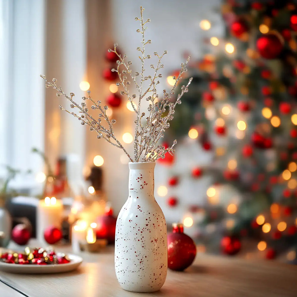 Follaje Navideño, Glitter, Color Dorado