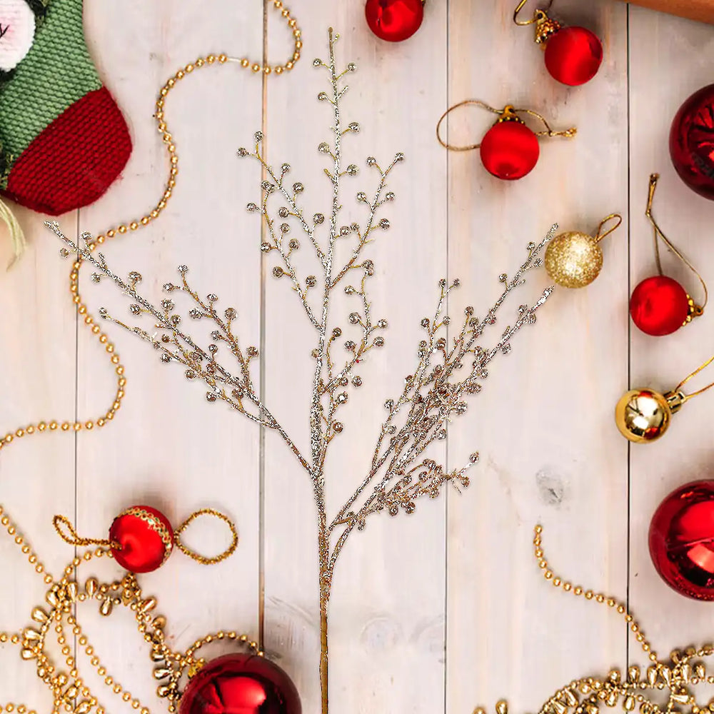 Follaje Navideño, Glitter, Color Dorado