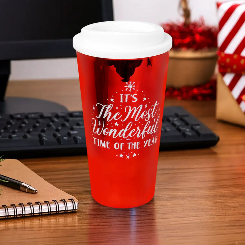Termo, Diseño Navideño, Color Rojo, 473 ml