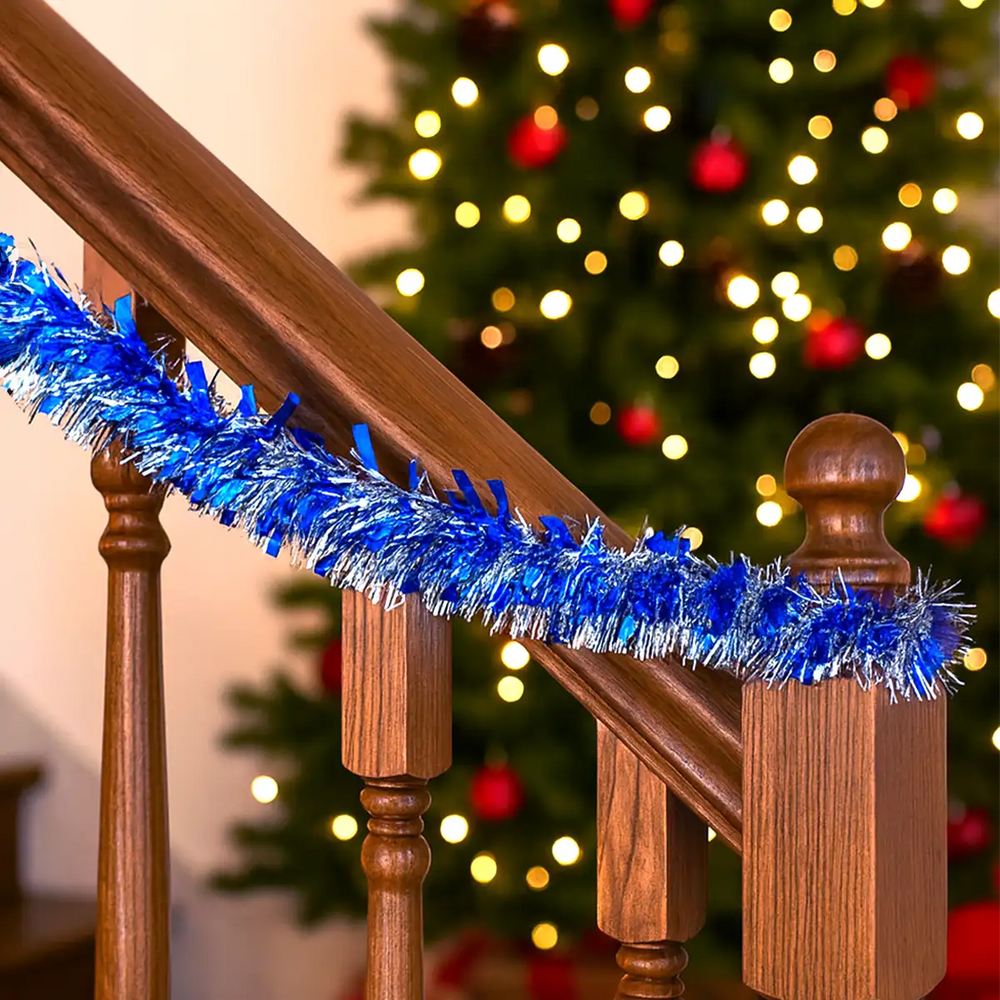 Guirnalda Navideña, Color Azul, Tinsel