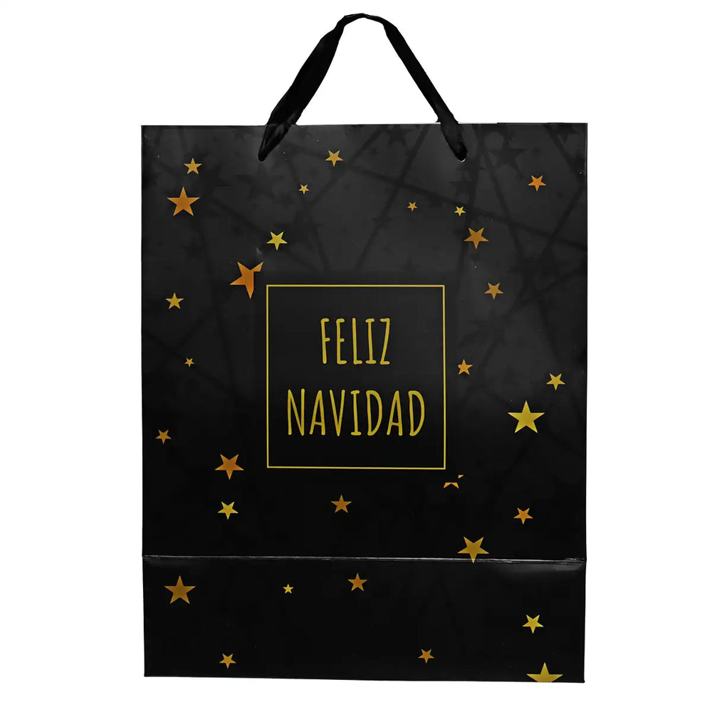 Bolsa de Regalo Navideña " Feliz Navidad", Color Negro