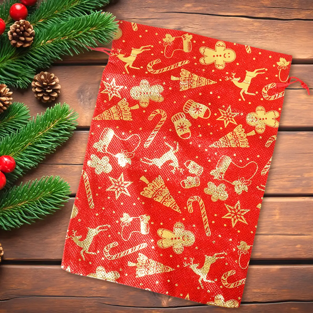 Bolsa de Tela Navideña, Color Rojo