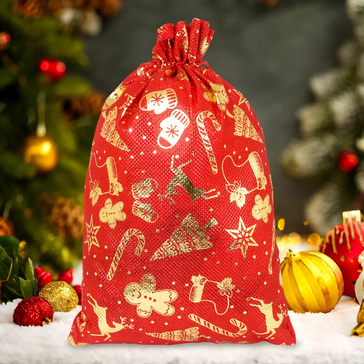 Bolsa de Tela Navideña, Color Rojo