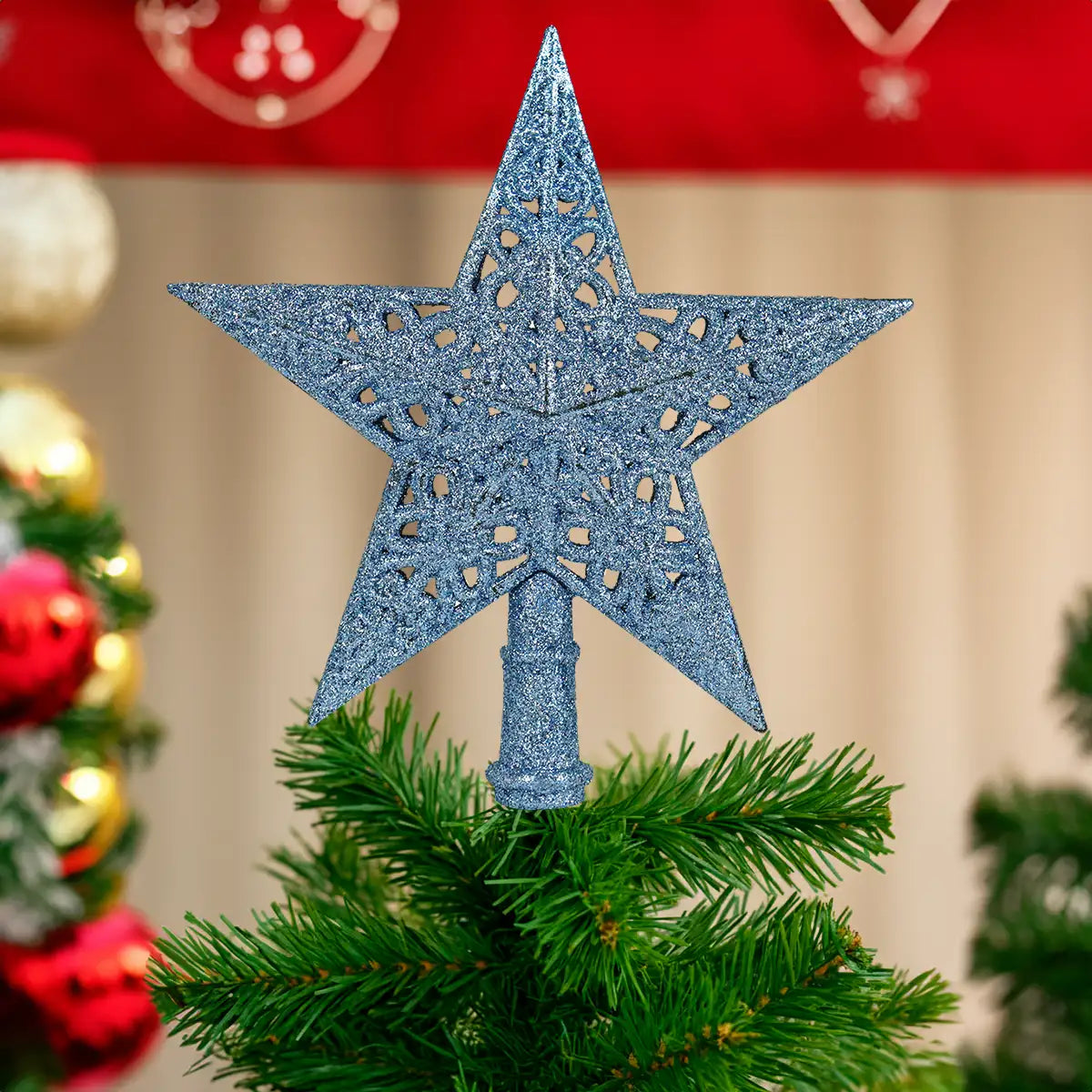 Estrella, Punta de Árbol de Navidad, Color Azul