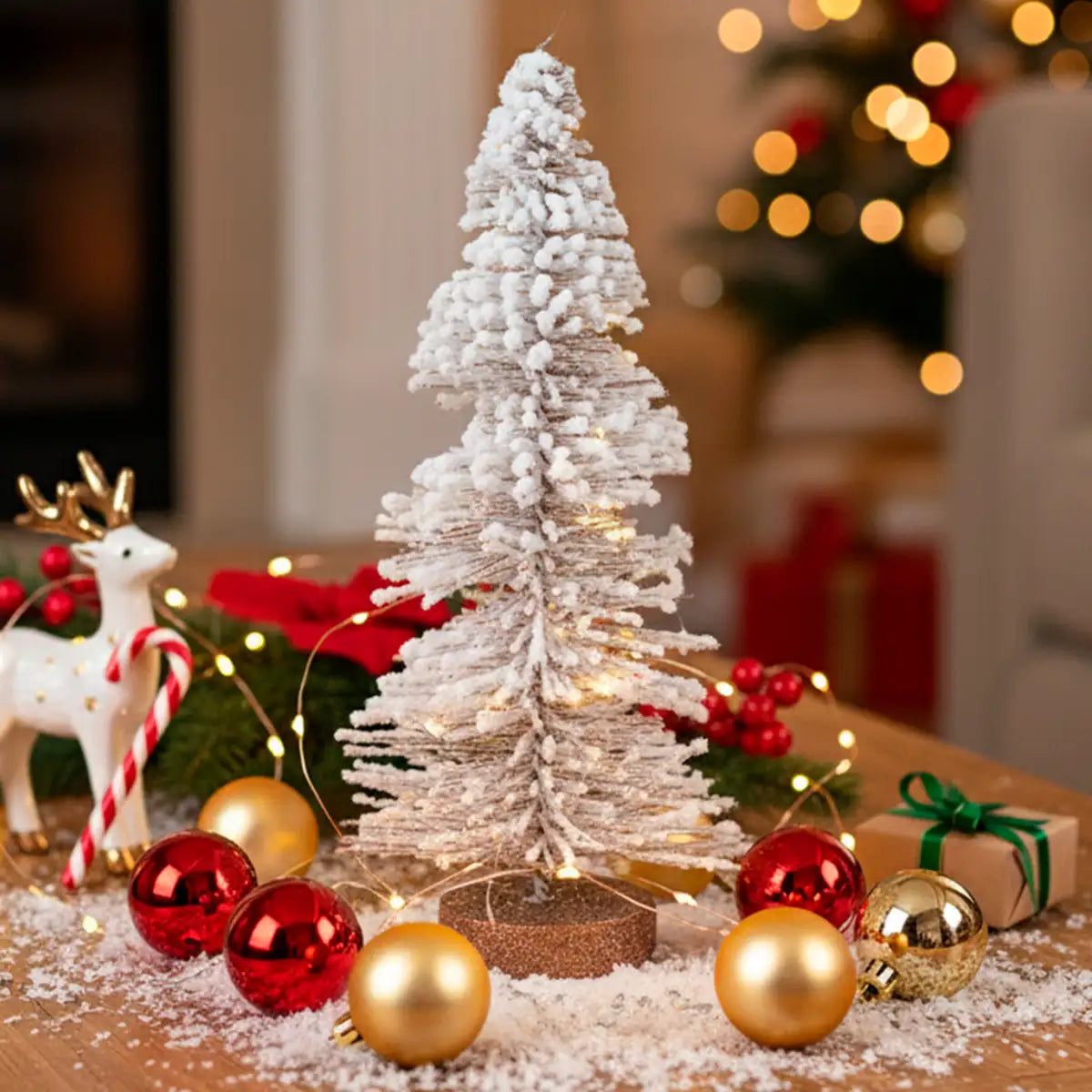 Árbol Artificial, Decoración de Mesa, Nevado