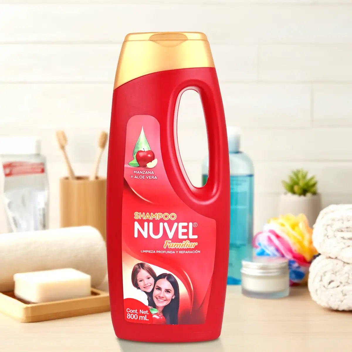 Shampoo Nuvel, Manzana y Aloe, 800 ml