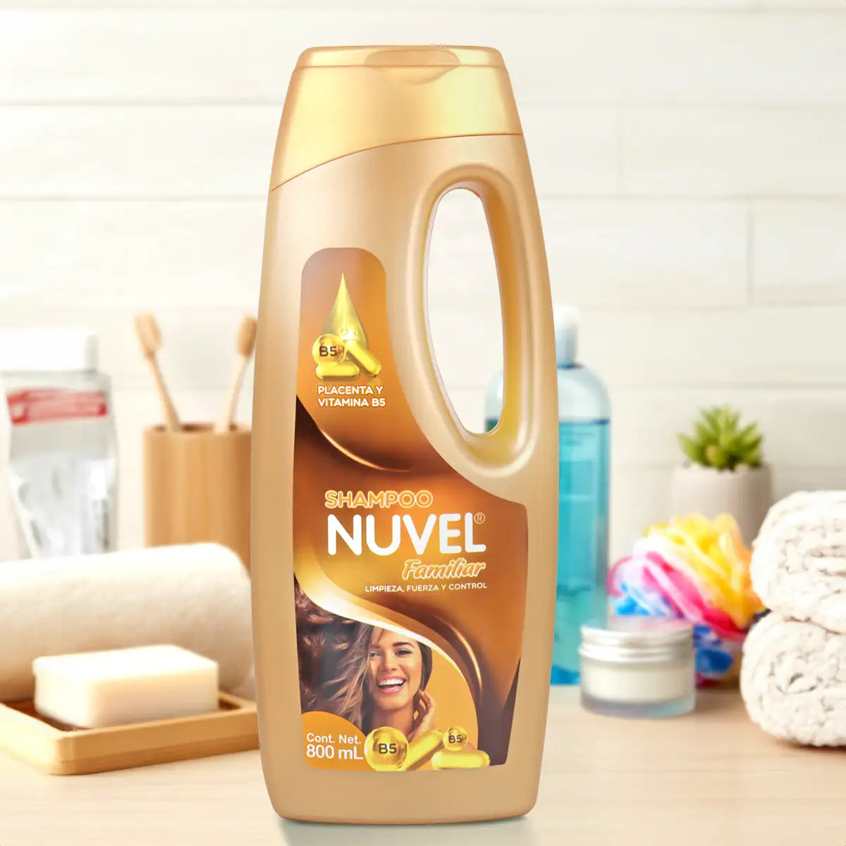 Shampoo Nuvel, Placenta y Vitamina B5, 800 ml