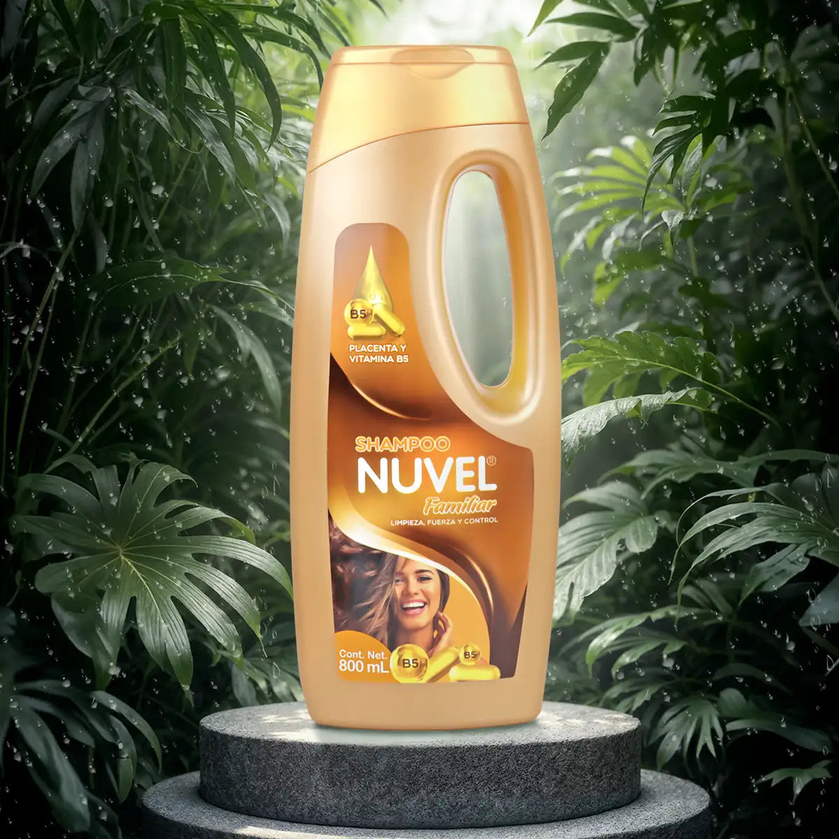 Shampoo Nuvel, Placenta y Vitamina B5, 800 ml