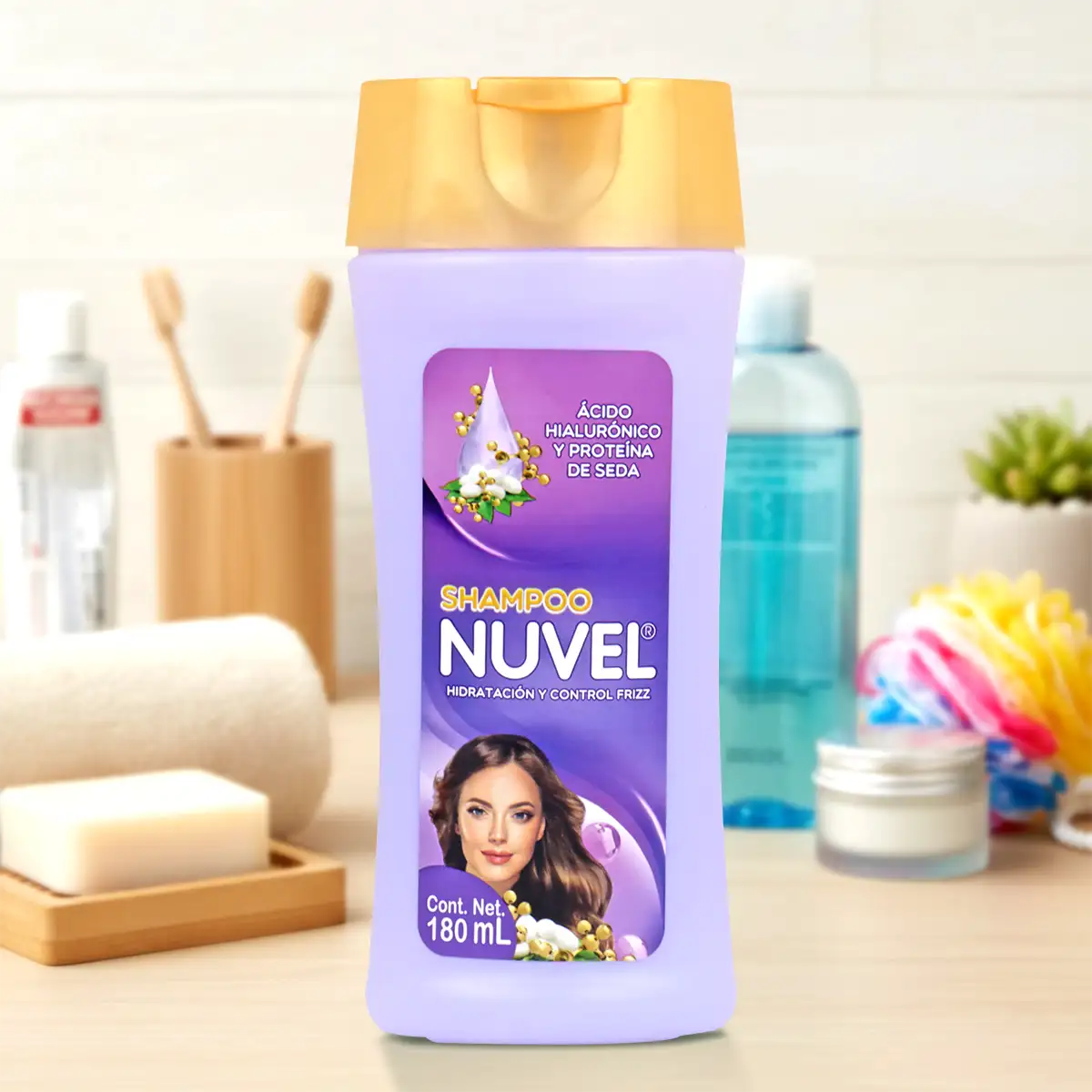 Shampoo Nuvel, Ácido Hialurónico y Proteína de Seda, 180 ml