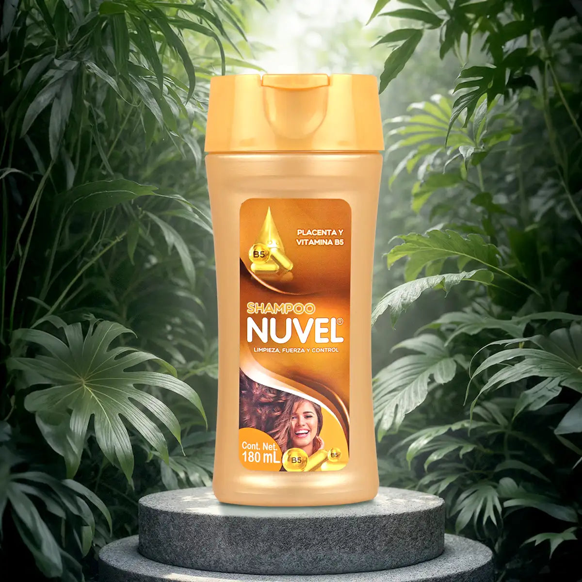 Shampoo Nuvel, Placenta y Vitamina B5, 180 ml