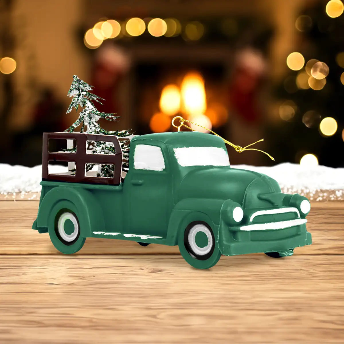 Ornamento Navideño, Camión, Color Verde