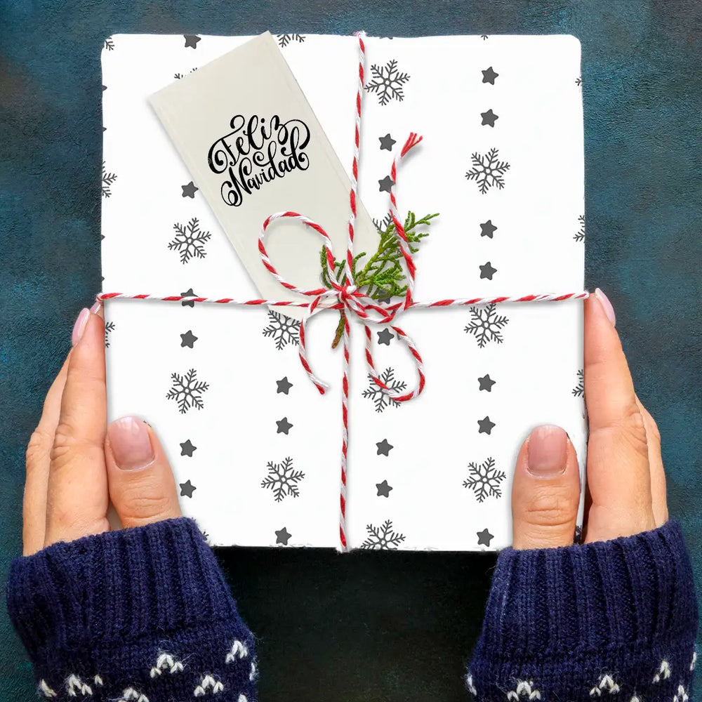 Papel para Envolver, Navideño, Color Blanco