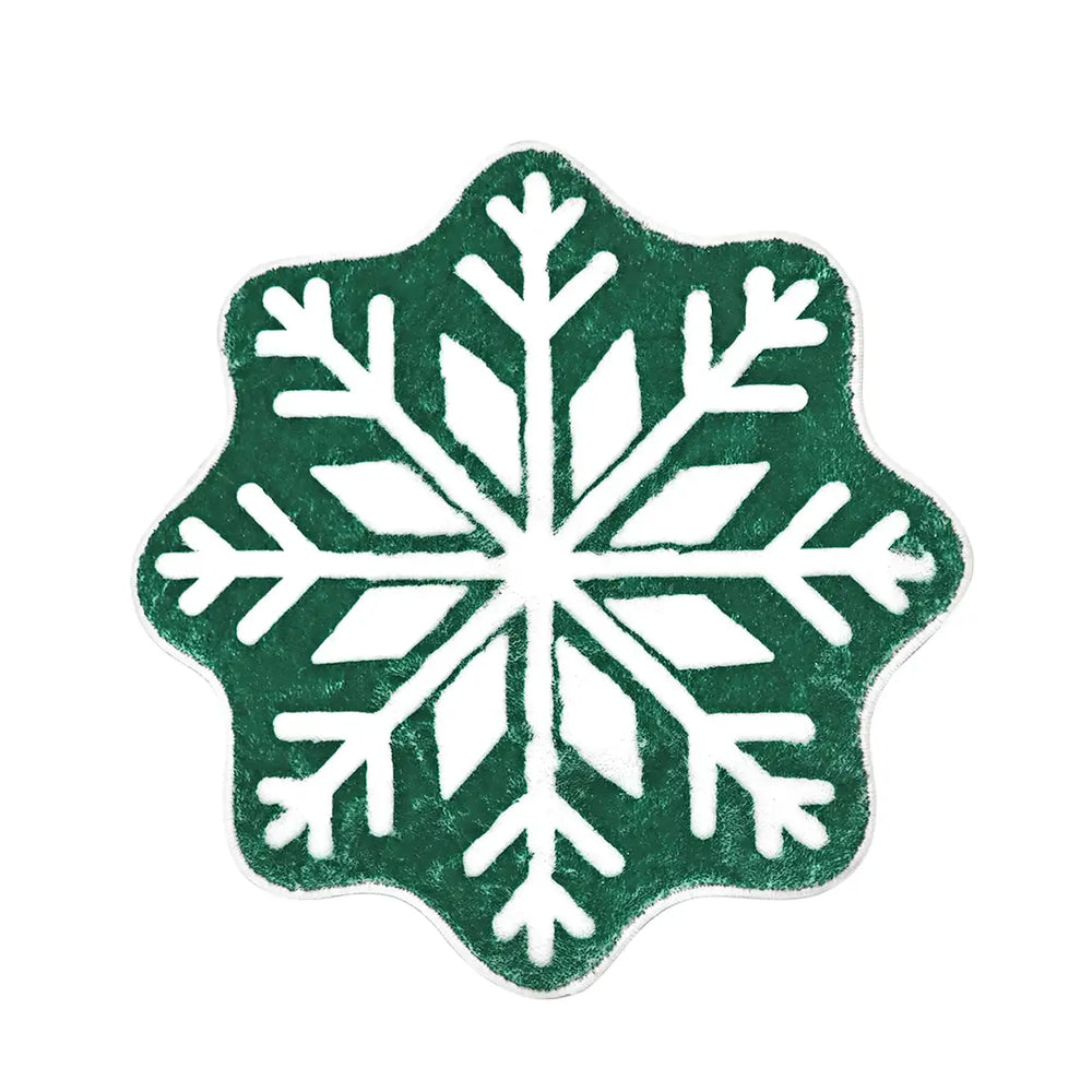 Tapete Navideño, Forma Copo de Nieve, Color Verde