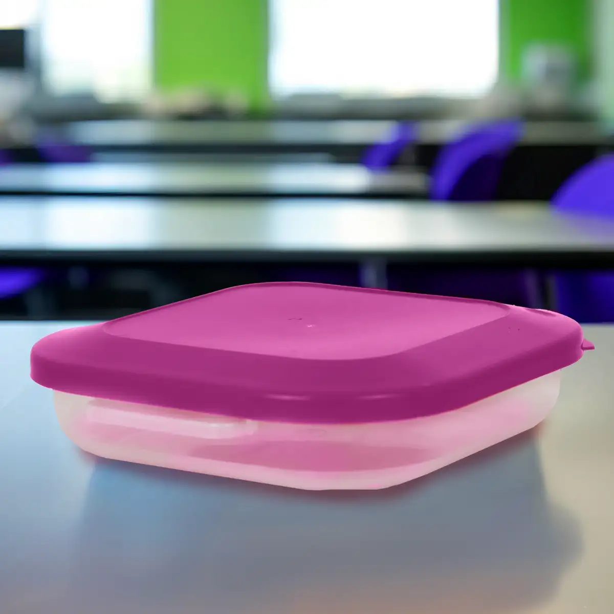 Contenedor Cuadrado de Plástico, Color Morado, 550 ml