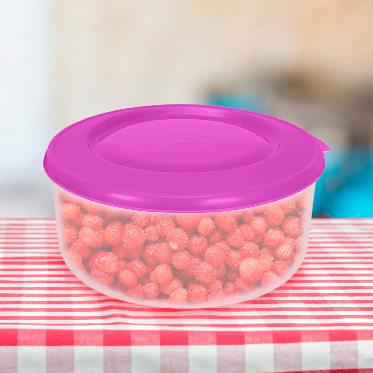 Contenedor Redondo de Plástico, Color Morado, 550 ml