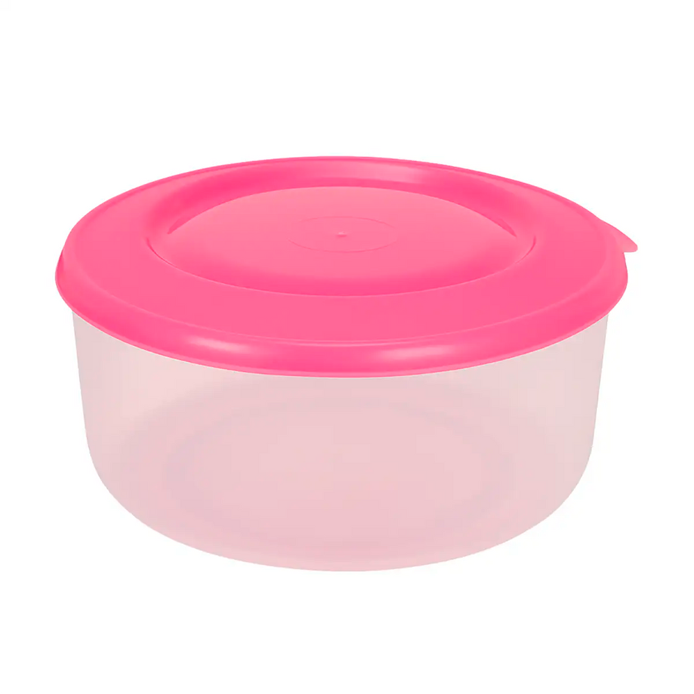 Contenedor Redondo de Plástico, Color Rosa, 550 ml