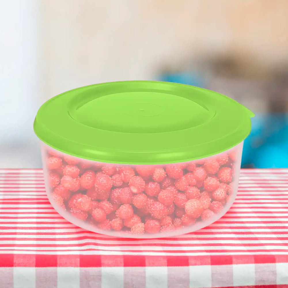 Contenedor Redondo de Plástico, Color Verde, 550 ml
