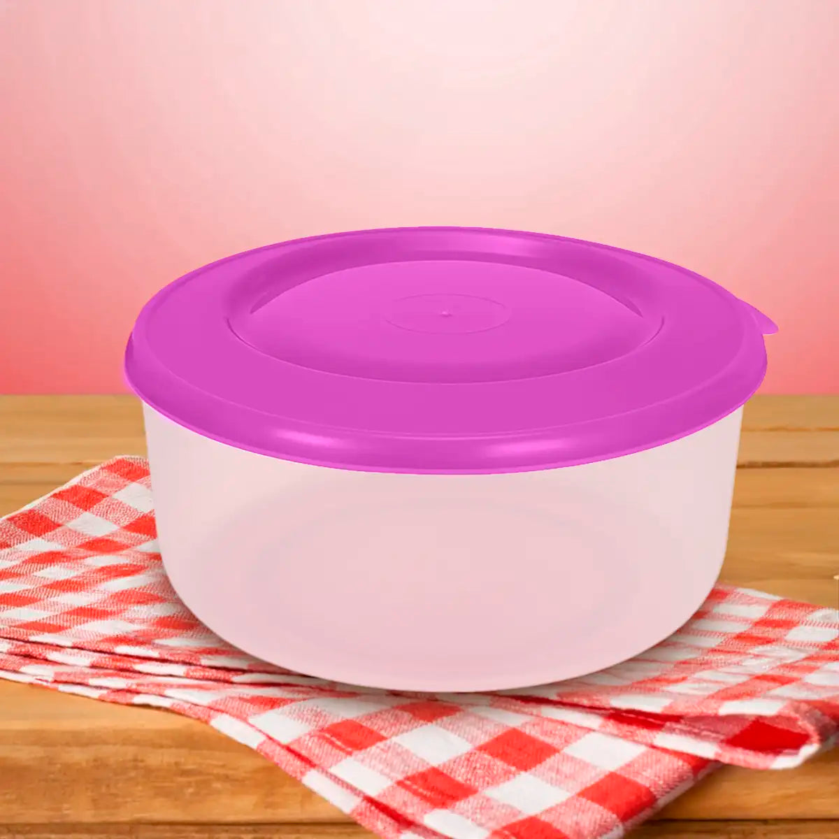 Contenedor Redondo de Plástico, Color Morado, 550 ml