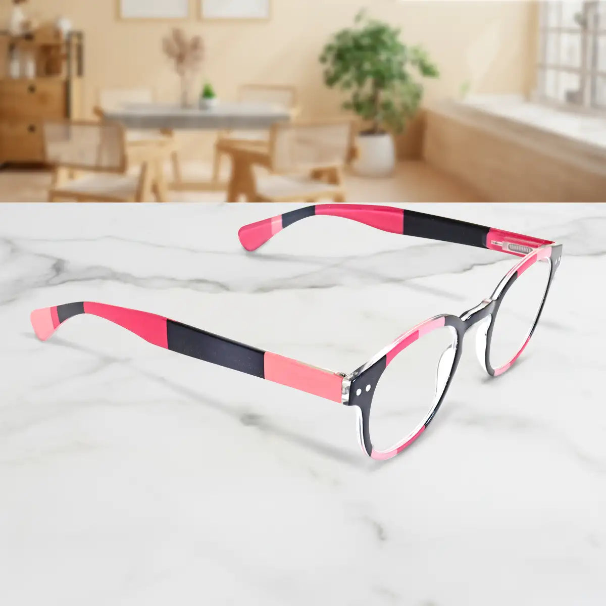 Lentes de Lectura con Estuche, Color Negro y Rosa, +1.00