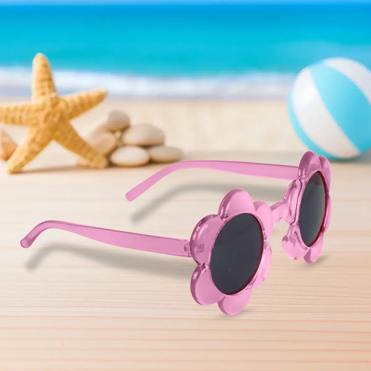 Lentes para Sol de Niña, Diseño Flor, Color Rosa
