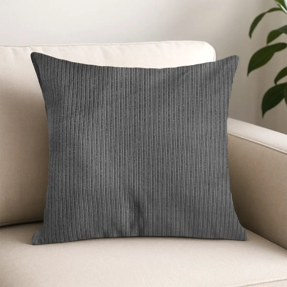 Cojín, Diseño Líneas, Color Gris