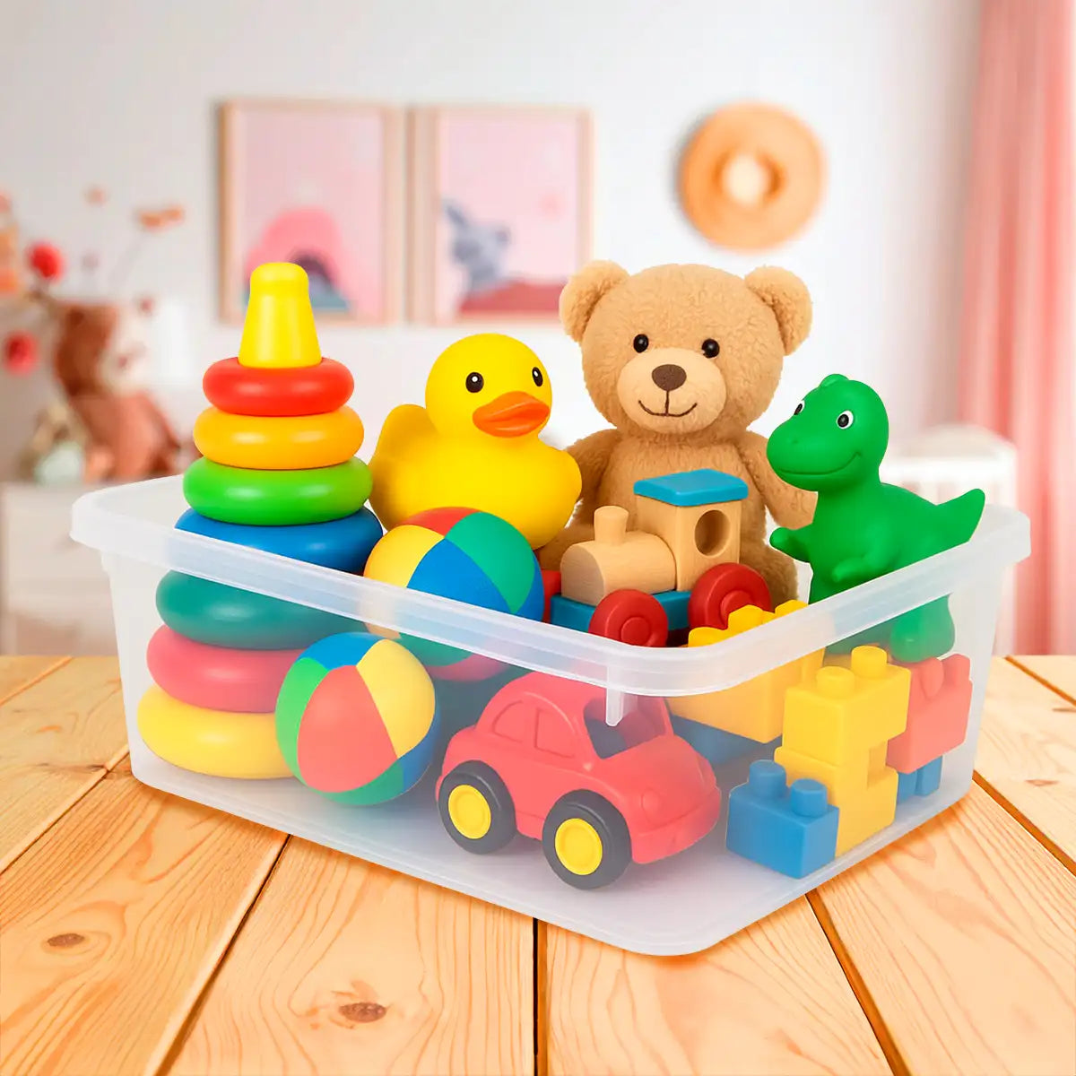 Caja de Plástico Rectangular 14L, Color Gris