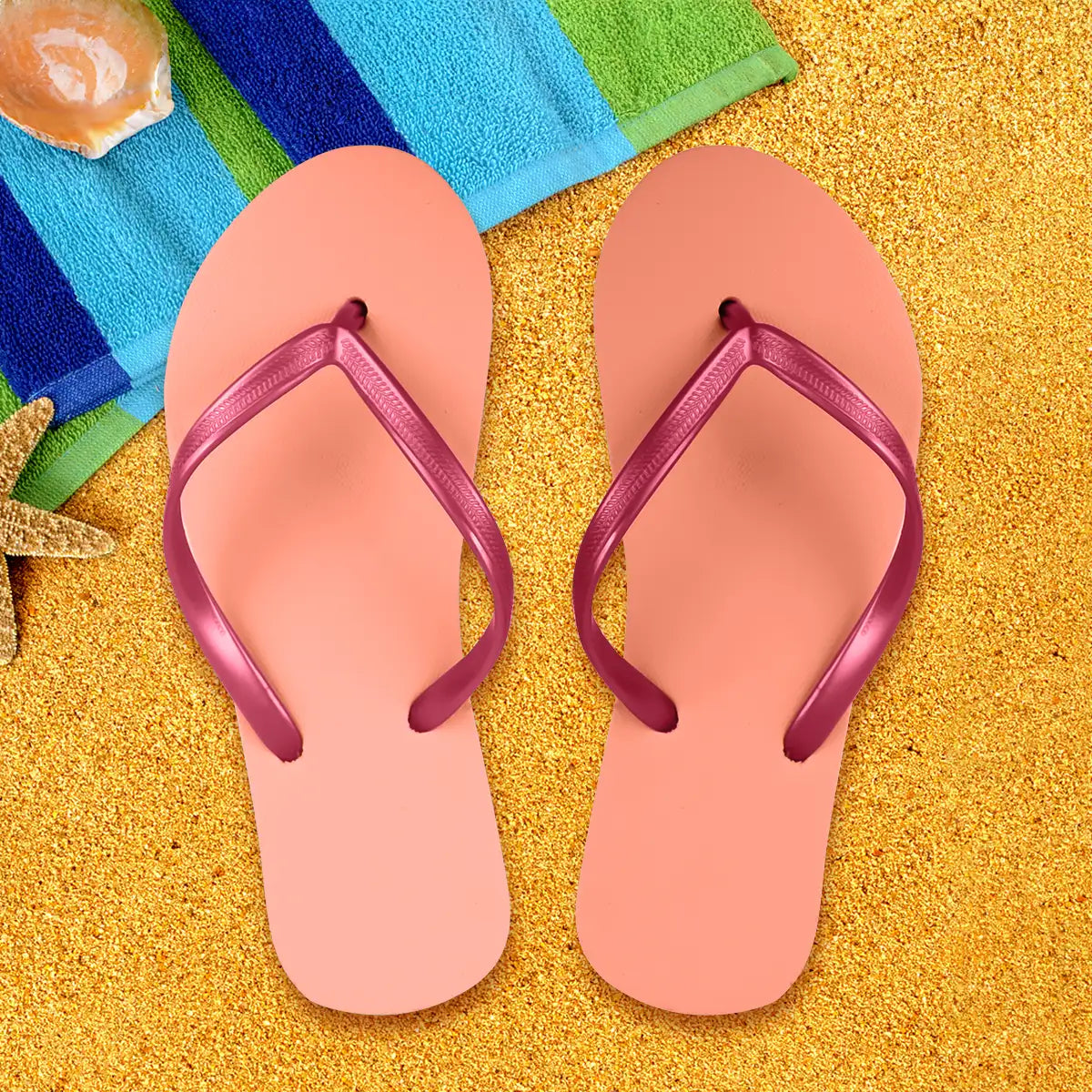 Sandalias, Color Rosa y Naranja