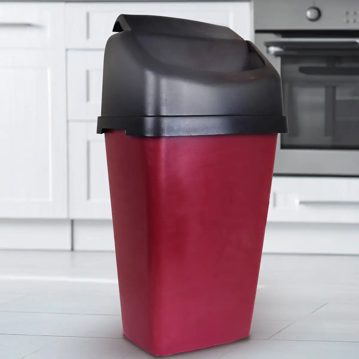 Cesto para Basura, Rectangular con Tapa, Color Uva