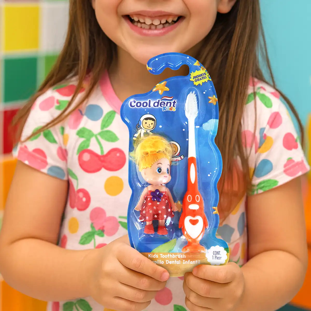 Cepillo Dental, Diseño Pingüino Naranja con Muñeca de Juguete, Cool Dent