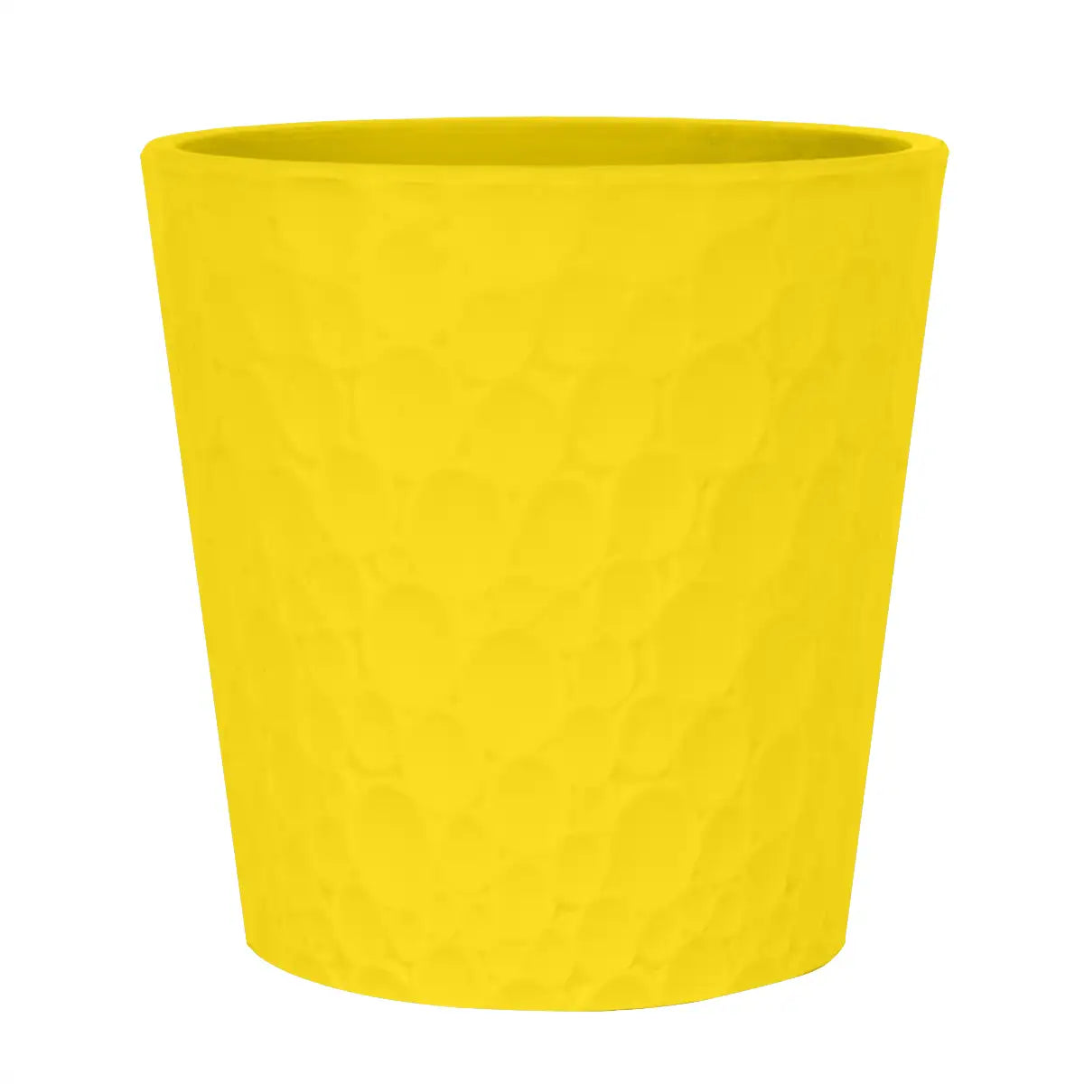 Maceta Textura Círculos, Color Amarilla, 13x12 cm