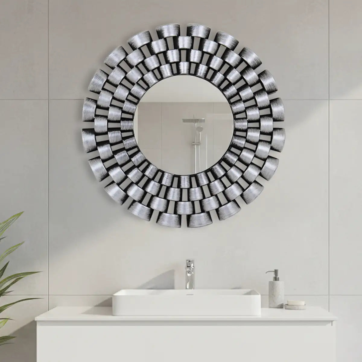 Set de 3 Espejos con Marco Cuadros, Color Plata y Negro