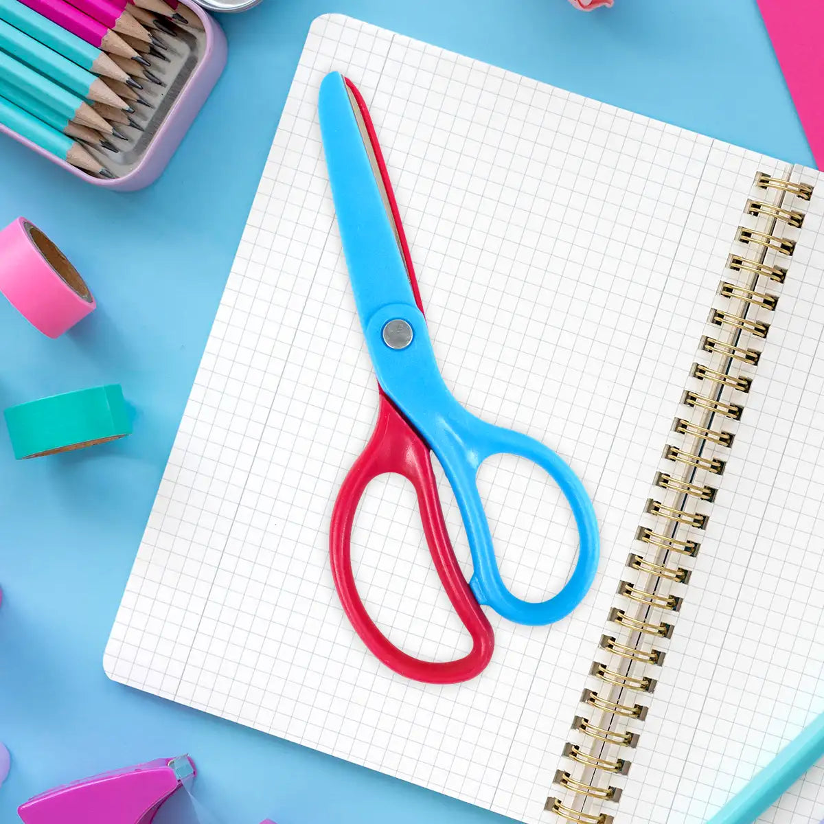 Tijeras Escolares, Color Rosa y Azul