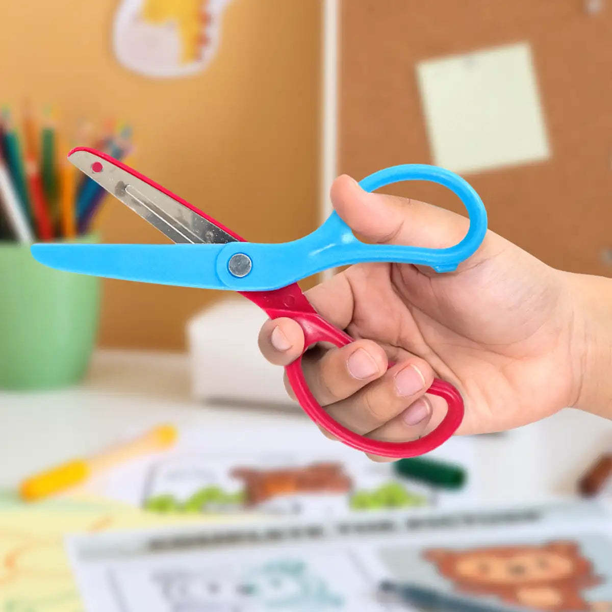 Tijeras Escolares, Color Rosa y Azul