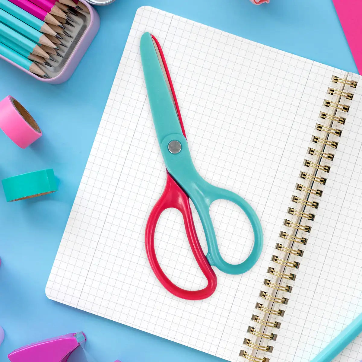 Tijeras Escolares, Color Rosa y Verde