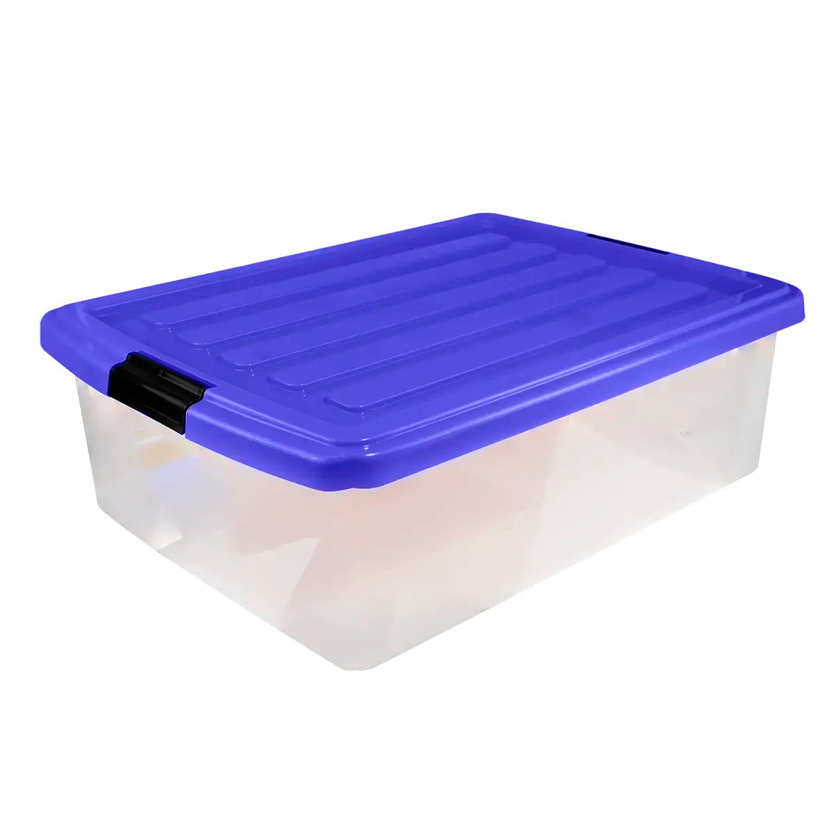 Caja Multiusos de Plástico con Tapa, Color Azul, 32 L