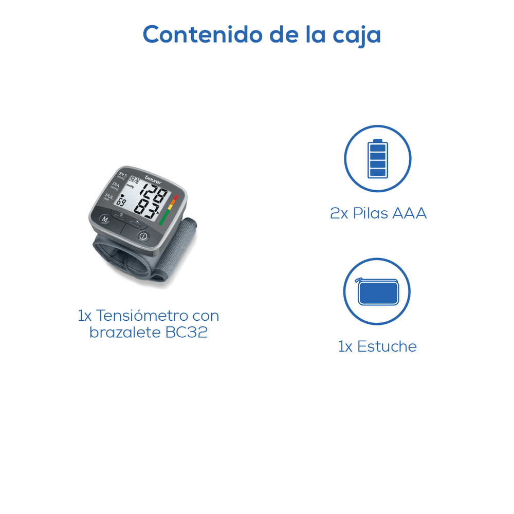Baumanómetro Digital de Muñeca BC32 con Detección de Arritmias – Marca Beurer