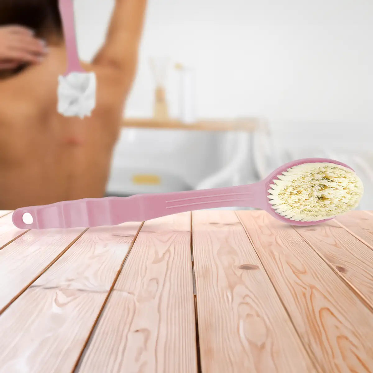 Cepillo de Baño para Espalda, Color Rosa