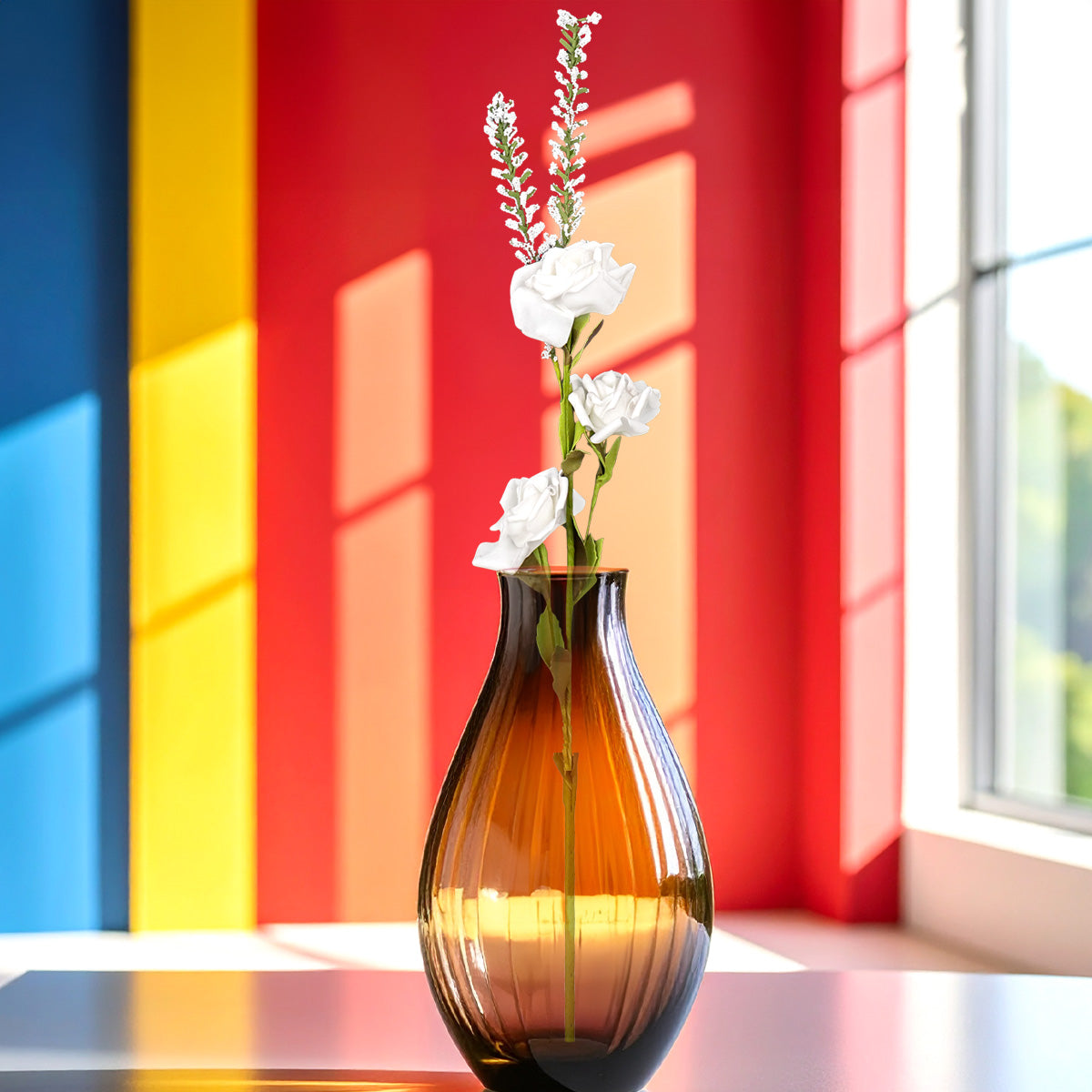 Rosa, Flores Artificiales, Color Lila, 3 pzas