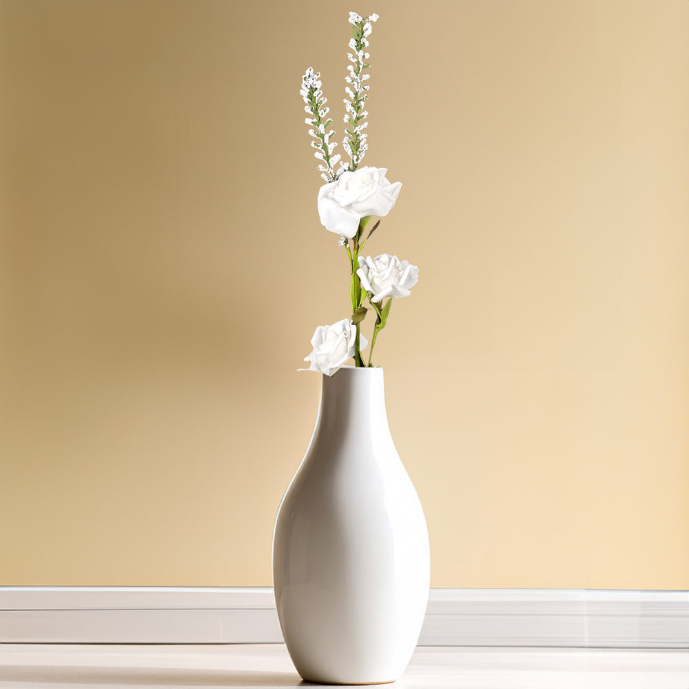 Rosa, Flores Artificiales, Color Blanco, 3 pzas