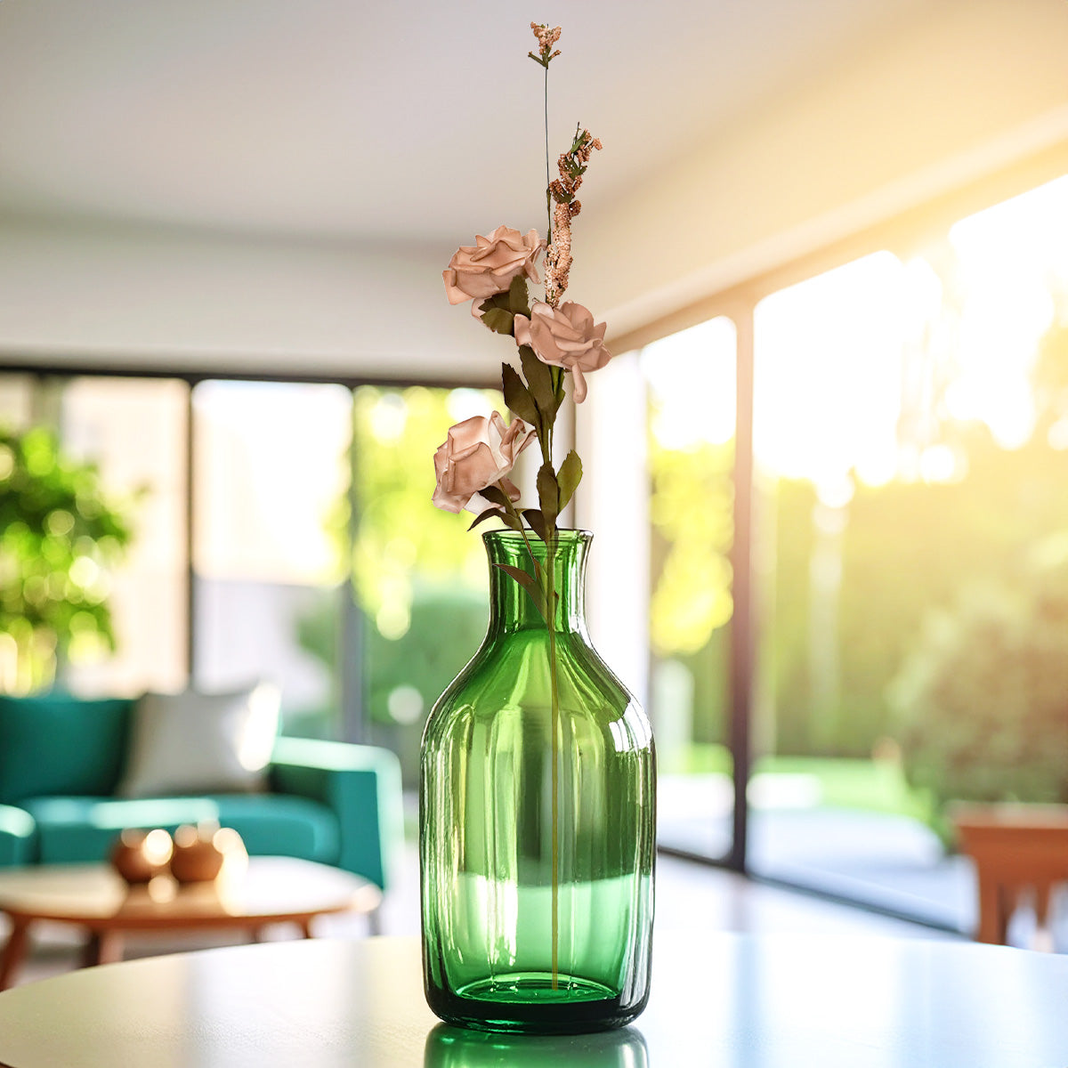 Rosa, Flores Artificiales, Color Café, 3 pzas