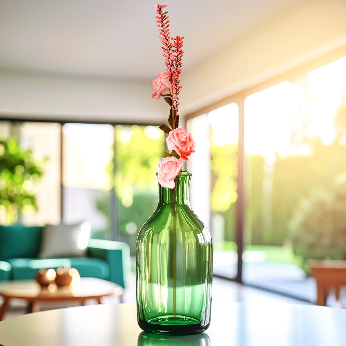 Rosa, Flores Artificiales, Color Rojo, 3 pzas