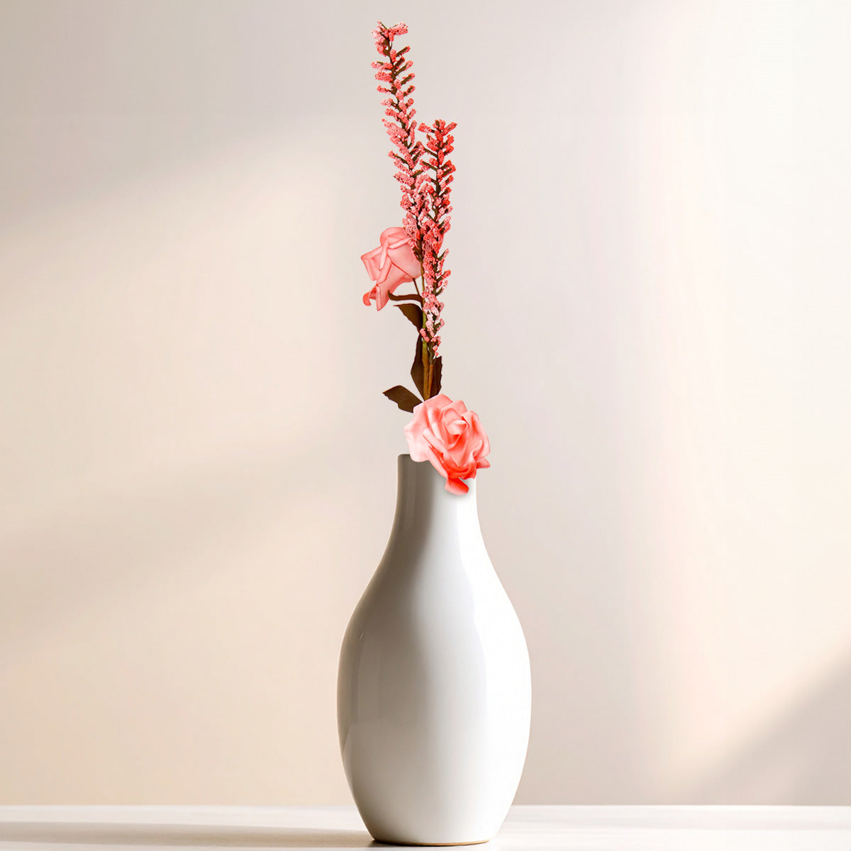 Rosa, Flores Artificiales, Color Rojo, 3 pzas